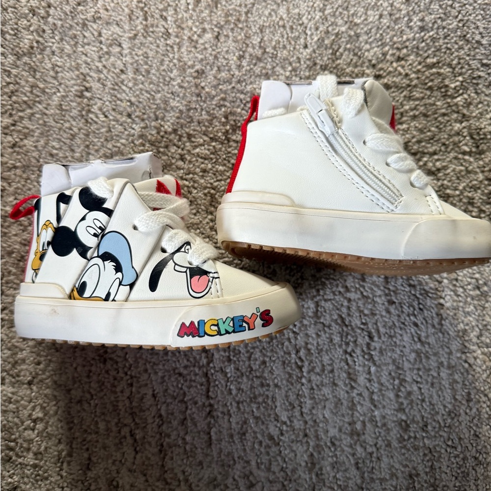 Zara White and Red Artistic Sneakers